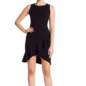 BEBE Crepe Ruffle Hem Dress - Black - NWT